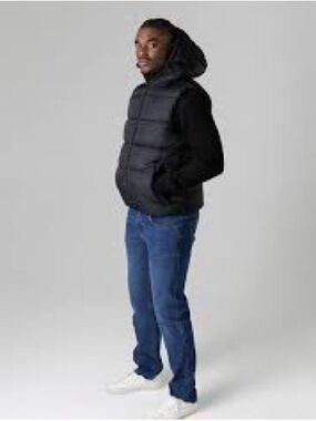 French Connection Blue Hoodie Puffer Vest XL
